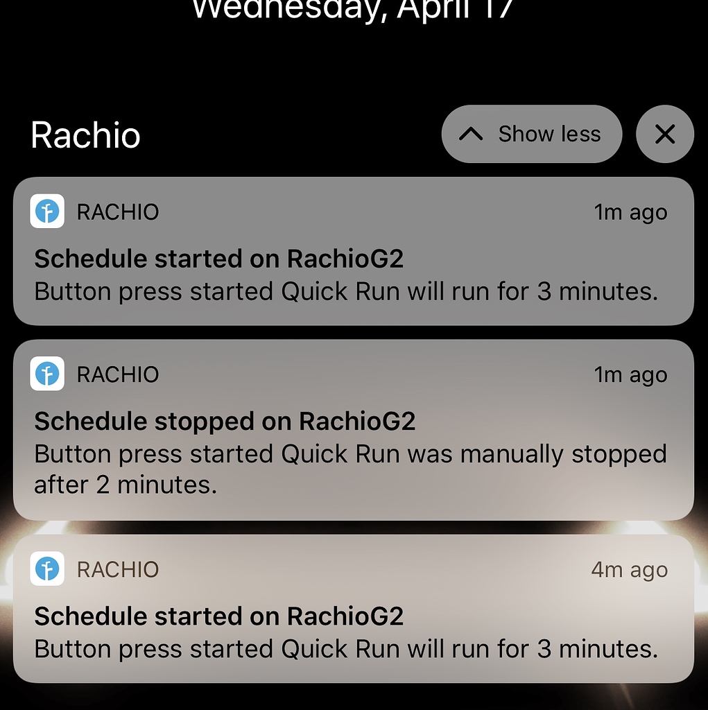 Please put zone or name in quickrun notifications Product