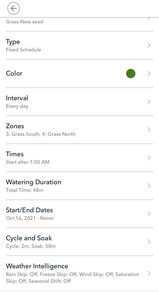 rachio seeding schedule